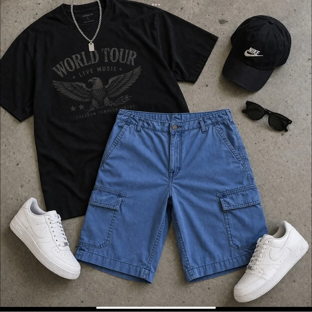 True Religion Big T Cargo Shorts Mens 42 Blue Baggy Y2K Streetwear